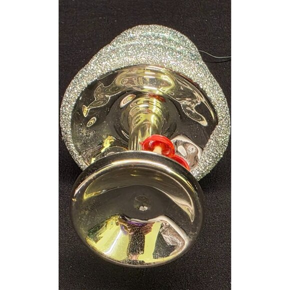 Vintage Retro De Carlini Emerald Tree Glass Christmas Ornament w Mushrooms Italy - Picture 7 of 8